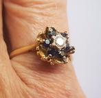 Prachtige gouden ring met saffier en diamant 18 karaats, Goud, Goud, Met edelsteen, Dame