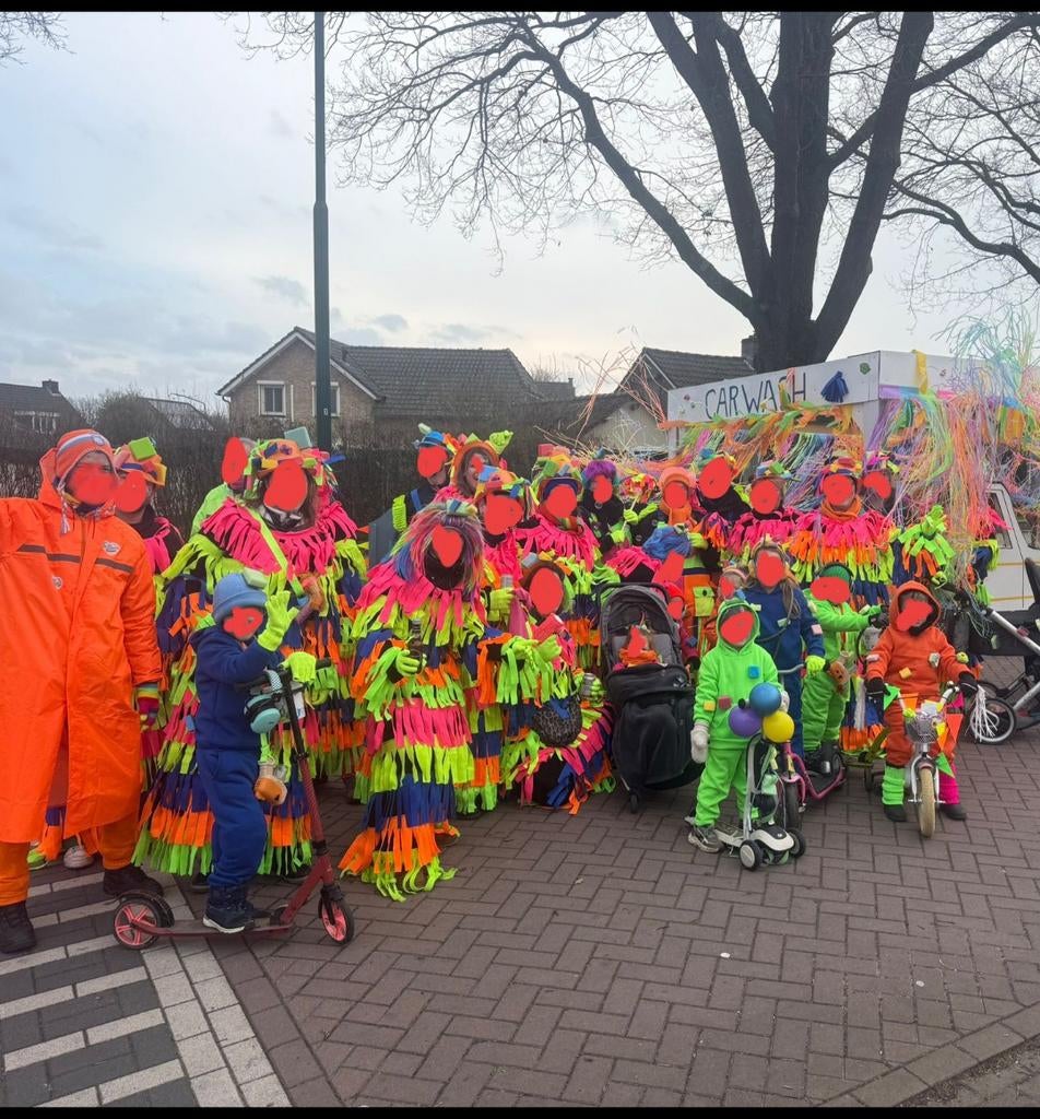 Carwash kostuums optocht, carnaval 4 kids en 18 volwassenen, Ophalen of Verzenden, Zo goed als nieuw, Maat 34 (XS) of kleiner