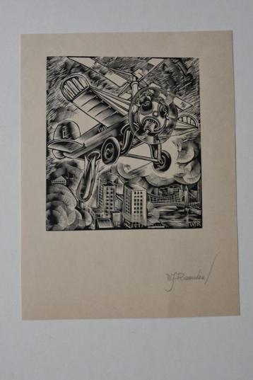 W.J. ROZENDAAL AUTOGYRO DRONE VLIEGTUIG HOUTSNEDE 1931 R8 beschikbaar voor biedingen
