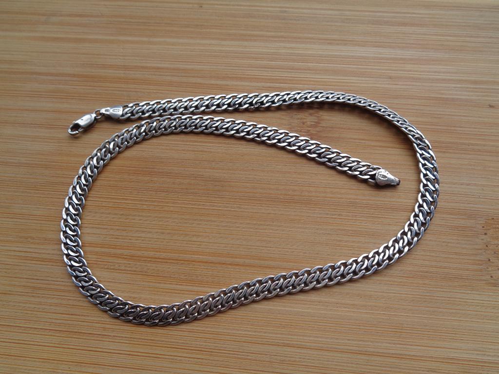 zilveren platte schakelketting [888], Sieraden, Tassen en Uiterlijk, Kettingen, Verzenden, Zo goed als nieuw, Zilver, Zilver