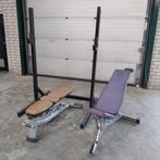 Squat rack  met 2 verschillende bankjes, Ophalen, Zo goed als nieuw, Fitnessbank
