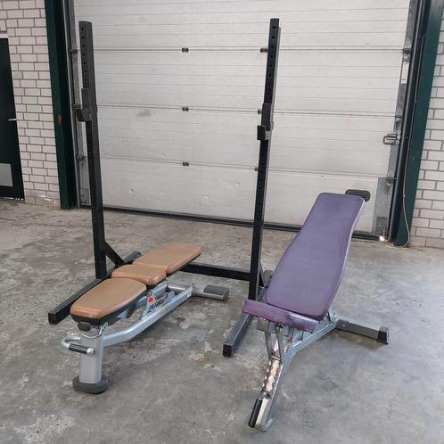 Squat rack  met 2 verschillende bankjes, Sport en Fitness, Fitnessmaterialen, Zo goed als nieuw, Fitnessbank, Ophalen