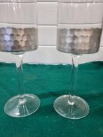 Kandelaars van glas zilver kleurige rand, Ophalen of Verzenden, 'T Olde Gre-j, Info@toldegrej.nl, Endepoelstraat 20f Didam