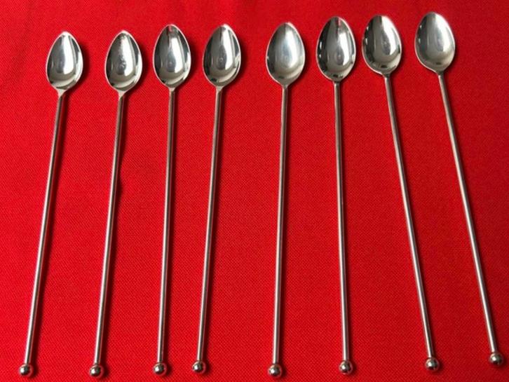 8 Verzilverde IJslepels / Latte Lepels - Nieuw, Huis en Inrichting, Keuken | Bestek, Nieuw, Ophalen of Verzenden