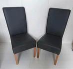 2 eetkamerstoelen | antraciet met houten poten | sierstiksel, Ophalen, Overige materialen, Gebruikt, Twee