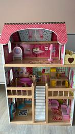 Poppenhuis met meubeltjes, Ophalen, Zo goed als nieuw, Poppenhuis