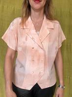 Vintage blouse, maat 40/L - zalm - bladeren - 90's, Ophalen of Verzenden, Gedragen, Maat 38/40 (M), Oranje