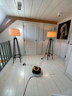 Staande lampen , zwart , industrieel, hout,, Huis en Inrichting, Lampen | Vloerlampen, Ophalen, 100 tot 150 cm, Zo goed als nieuw
