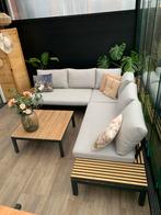 Luxe loungeset van hout met tafel en kussens, Ophalen, Meer dan 8 zitplaatsen, Zo goed als nieuw, Loungeset