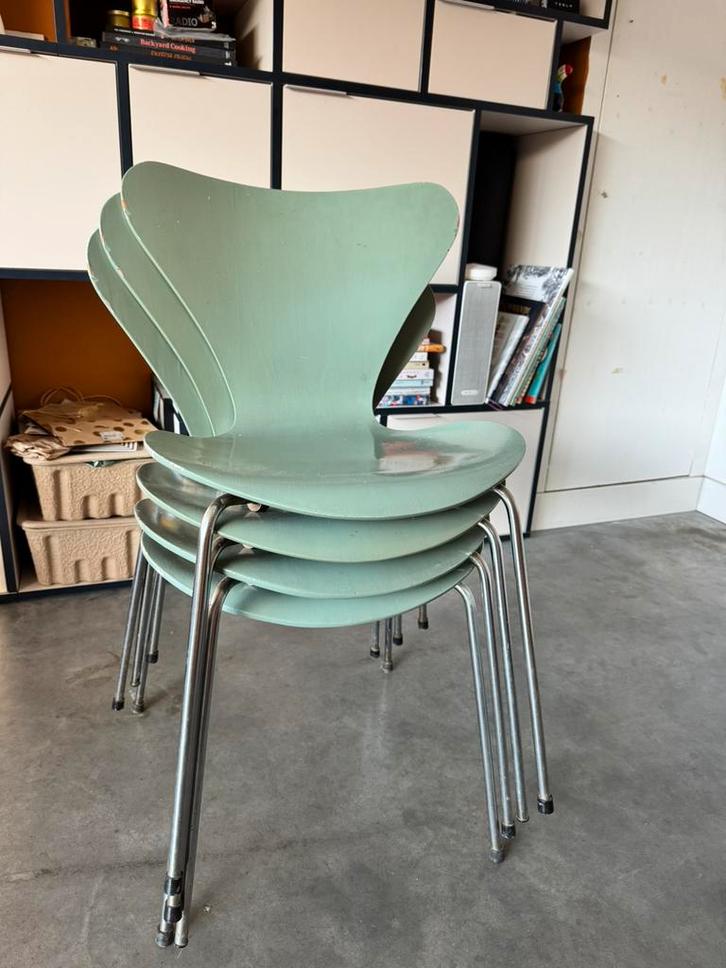 Vlinderstoelen Arne Jacobsen Fritz Hansen design., Huis en Inrichting, Stoelen, Gebruikt, Vier, Overige kleuren, Ophalen