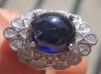 Saffier 5 krt %100 natuurlijk excellent Art Deco design ring, Ophalen, Blauw, Zo goed als nieuw, 17 tot 18
