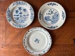 3 Chinese blauw/wit porseleinen Qianlong borden, 18e eeuw, Antiek en Kunst, Ophalen of Verzenden
