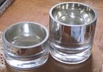 2 glazen waxinelichthouders. Grote waxinelichtjes. Lifestyle, Antiek en Kunst, Antiek | Kandelaars, Ophalen of Verzenden, Glas
