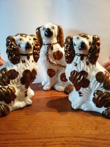 3x Vintage Stafford spaniel beeldjes beschikbaar voor biedingen