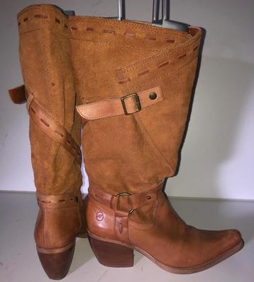 bronx stoere lichtbruine suede/leren cowboy laars mt 40 beschikbaar voor biedingen