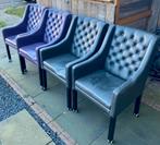 Luxe (eetkamer)stoelen leer 6 x grijze + paarse van Goossens, Ophalen, Gebruikt, Minder dan 75 cm, Leer