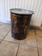 Afsluitbare ijzeren ton in houtlook, Ophalen, Nieuw, 40 liter of meer, Metaal
