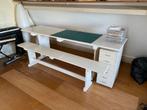 Houten bureau & bank met IKEA Kastje, Ophalen, Gebruikt