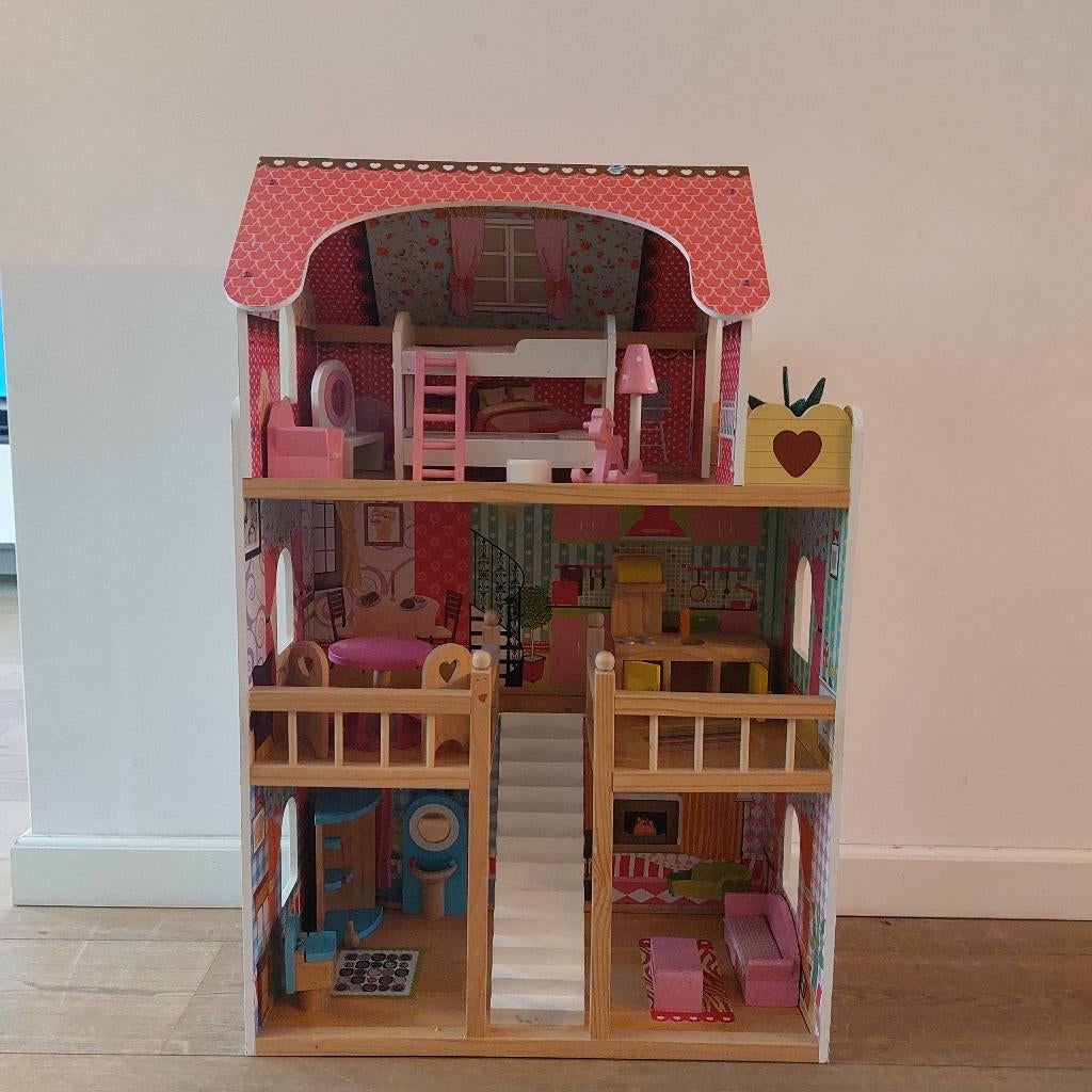 Poppenhuis Roze Bandits & Angels, Kinderen en Baby's, Speelgoed | Houten speelgoed, Ophalen, Gebruikt, Meubelstuk of Keukentje