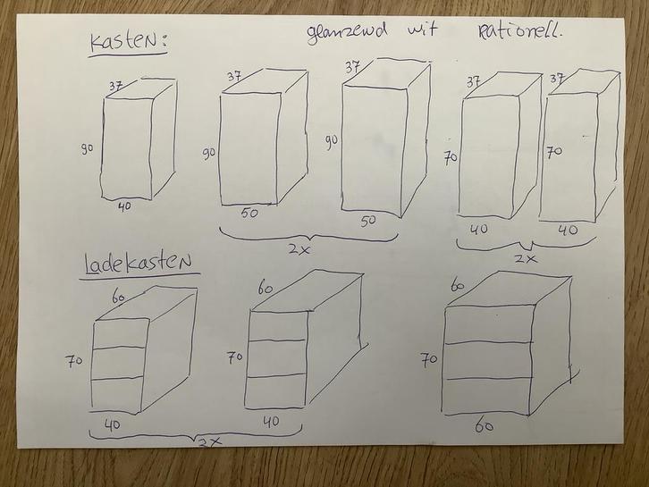 IKEA Rationell Ladekasten Hoogglans Wit - 3 stuks, Huis en Inrichting, Kasten | Kledingkasten, Zo goed als nieuw, Minder dan 100 cm