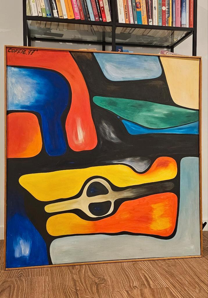 Coffie 77 schilderij kunstwerk, Antiek en Kunst, Kunst | Schilderijen | Abstract, Ophalen of Verzenden