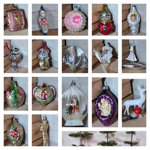 Oude antiek vintage kerstballen opaline boot zeeman hart web, Diversen, Kerst, Gebruikt, Ophalen of Verzenden