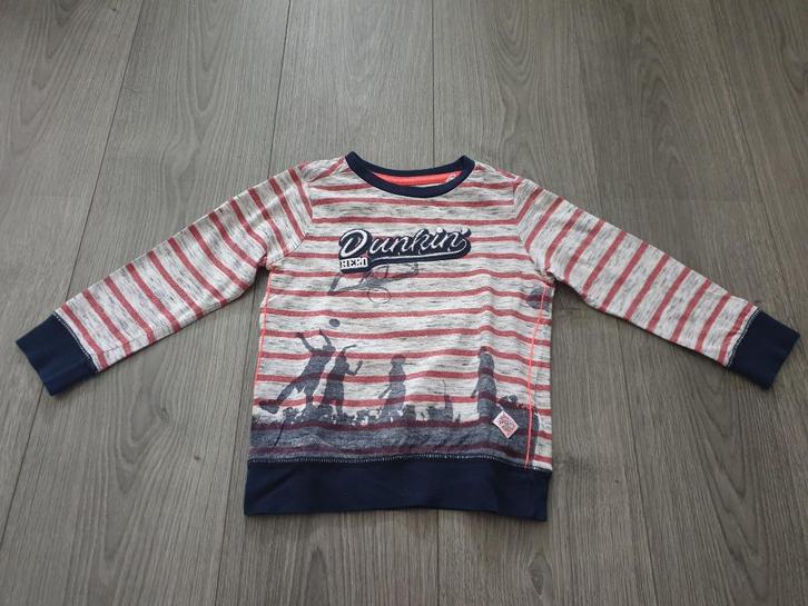 WE grijze gestreepte longsleeve met opdruk mt 98/104~ MS3017, Kinderen en Baby's, Kinderkleding | Maat 98, Zo goed als nieuw, Jongen