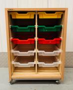 Vintage schoolkast Schilte knutselkast speelgoedkast, Ophalen, Gebruikt, 50 tot 70 cm, Voetruimte