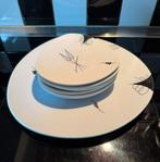 Vintage Flora Gouda gebakset Capri 1032 plateel gebakstel, Ophalen of Verzenden, Zo goed als nieuw, Keramiek, Overige stijlen
