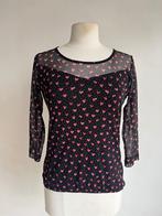 juffrouw jansen top maat XS zwart met hartjes, Verzenden, Zwart, Nieuw, Lange mouw