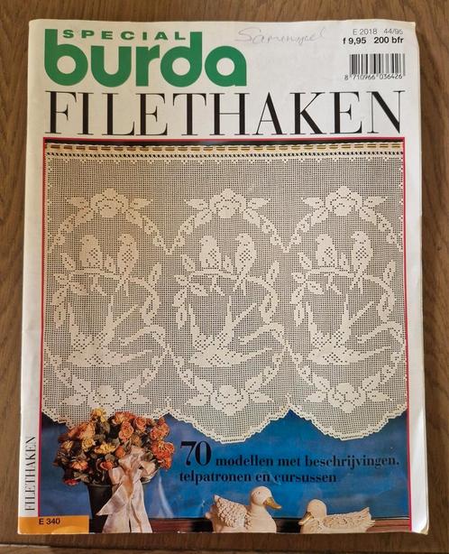 Burda filethaken tijdschrift zie foto's, Hobby en Vrije tijd, Breien en Haken, Zo goed als nieuw, Haken, Patroon of Boek, Ophalen