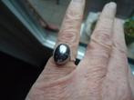 mooie echt zilveren ring hematiet edelsteen mt 15,25 gemerkt, Sieraden, Tassen en Uiterlijk, Ringen, Ophalen of Verzenden, Met edelsteen