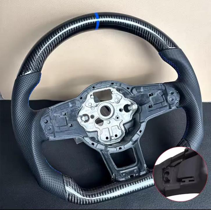 Golf 7/7,5 Carbon Stuur R/gti look Blauw/rood, Auto-onderdelen, Besturing, Volkswagen, Nieuw, Ophalen of Verzenden
