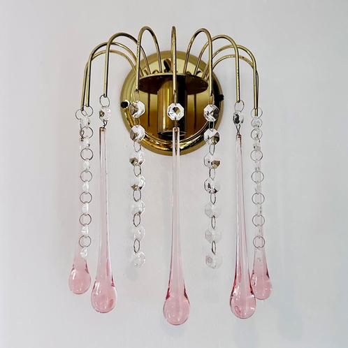 Murano teardrop druppel wandlamp roze set van 2, Huis en Inrichting, Lampen | Wandlampen, Zo goed als nieuw, Ophalen of Verzenden