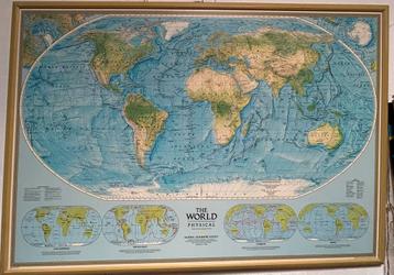The world physical wereldkaart van National Geographic 1994 beschikbaar voor biedingen