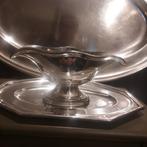 prachtige zwaar verzilverde sauskom op demontabele schotel, Antiek en Kunst, Ophalen of Verzenden, Zilver