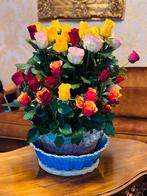 Blauwe handgemaakte bloemenmand., Huis en Inrichting, Ophalen, Zo goed als nieuw, Rechthoekig