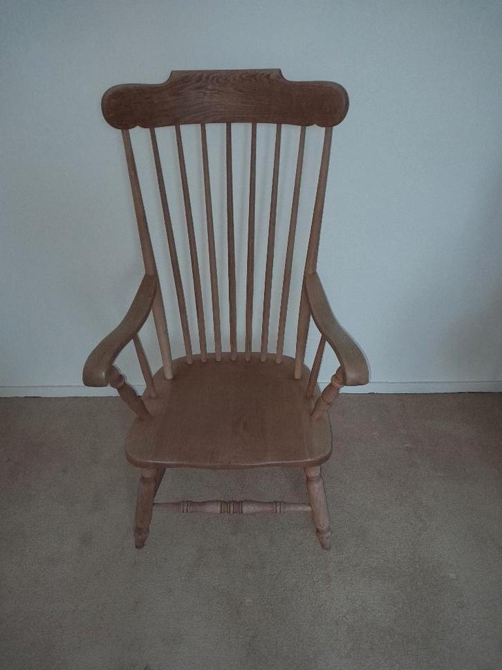 Houten stoel met spijlen-rug, Huis en Inrichting, Stoelen, Gebruikt, Eén, Bruin, Ophalen