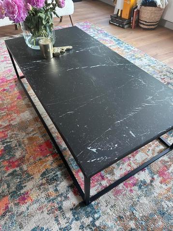 Marmeren Salontafel - Zwart met Witte Aderen 140x70 cm beschikbaar voor biedingen
