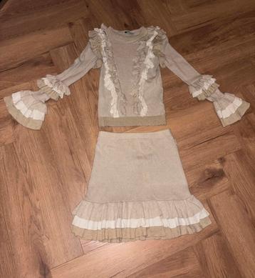 Reinders Ruffle Setje Beige/Wit - S/M beschikbaar voor biedingen