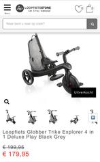 Nieuwe Globber Trike 4 in 1 Deluxe Play in Zwart-Grijs, Ophalen of Verzenden, Nieuw, Globber, Duwstang