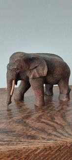 Houten Olifant Beeld - Handgesneden Vintage Decoratie, Ophalen of Verzenden