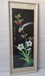 Japanse schildering op zijde, vogels en bloemen, Antiek en Kunst, Kunst | Niet-Westerse kunst, Ophalen