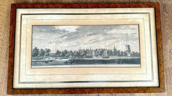 De Stad Gouda, Antieke Kopergravure, Antiek en Kunst, Kunst | Schilderijen | Klassiek, Ophalen