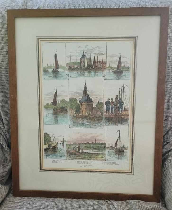 Leuke gravure door W.W. May Oct. 3, 1885. Zuider Zee, Antiek en Kunst, Kunst | Etsen en Gravures, Ophalen