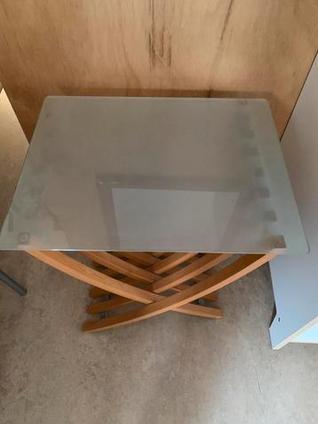 Ikea EKEBERG bijzettafel/nachtkastje in beuken en glas beschikbaar voor biedingen