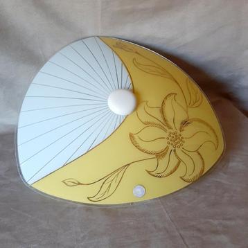 Plafondlamp Jaren 60 | Grote glazen plafondlamp MCM beschikbaar voor biedingen