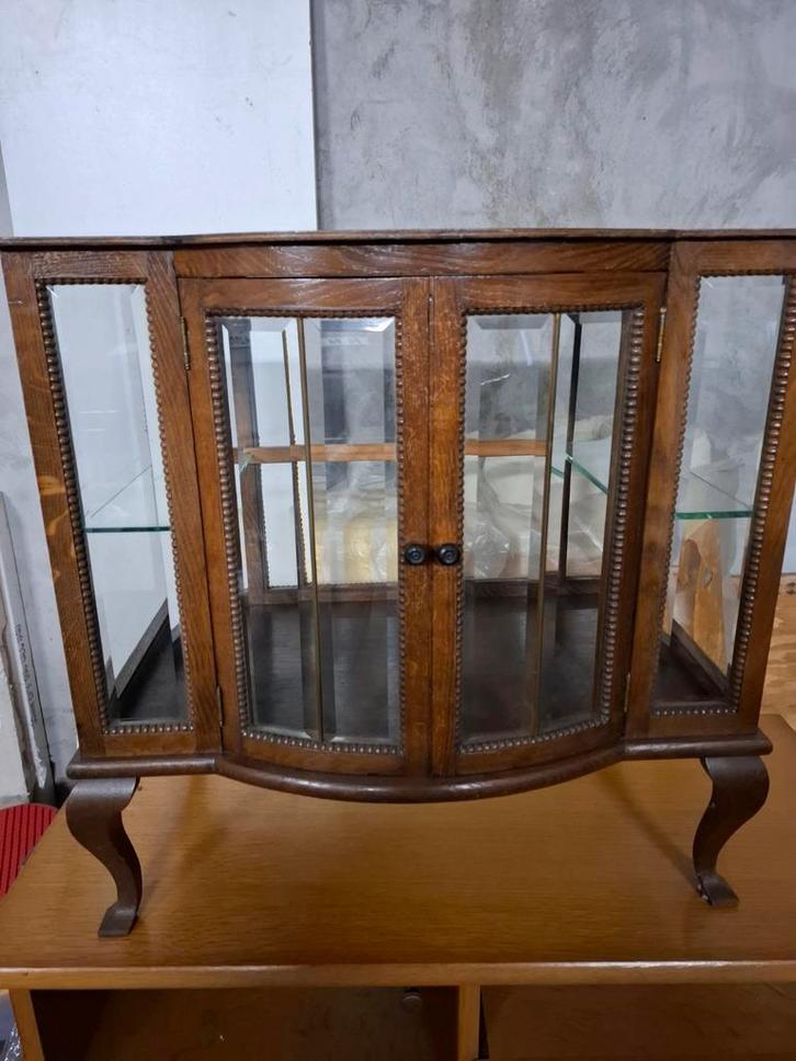 Antiek Theekransje met Bewerkt Glas & Dienblad, Antiek en Kunst, Antiek | Meubels | Kasten, Ophalen