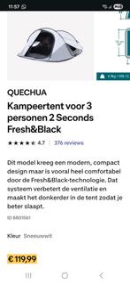 Quechua tent fresh and Black 3 personen, Caravans en Kamperen, Tenten, Ophalen, Zo goed als nieuw, Tot en met 3