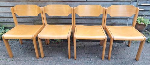 Set van 4 houten Scandinavische stijl stoelen, Huis en Inrichting, Stoelen, Gebruikt, Vier, Hout, Bruin, Ophalen